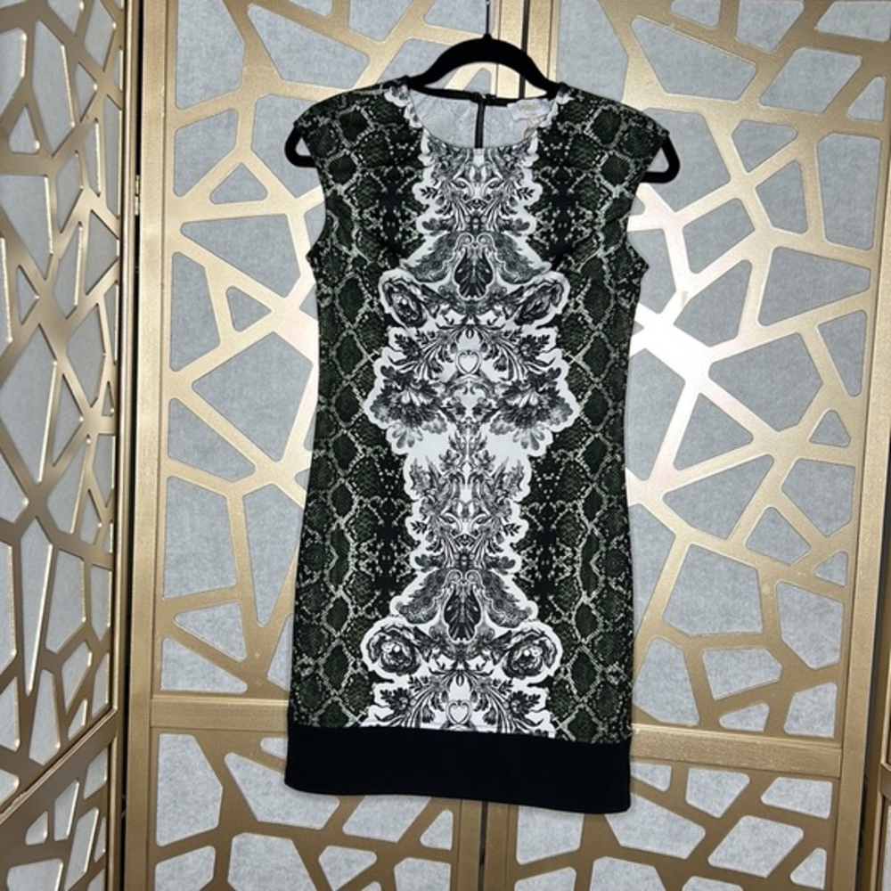Green‎ Snakeskin & Floral Print Dress Sz 2